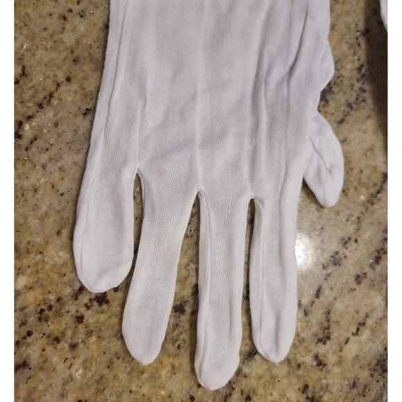 New! Mens L Womens XXL White Cotton 14" Long Gloves Inspector Costume - Picture 2 of 15